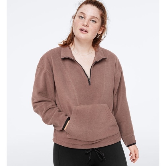 PINK POLAR FLEECE HALF-ZIP size Medium - Picture 1 of 6